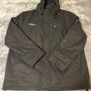 Ecko Function Mens XXL Charcoal Grey Wool Blend Hooded Parka Jacket Heavyweight